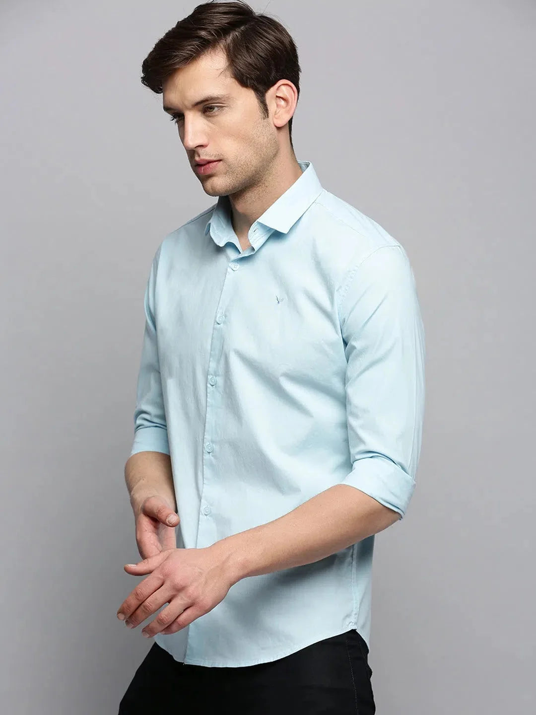 Vibrant Blue Solid Mens Shirt - Cotton Casual Shirt | DesiQlo