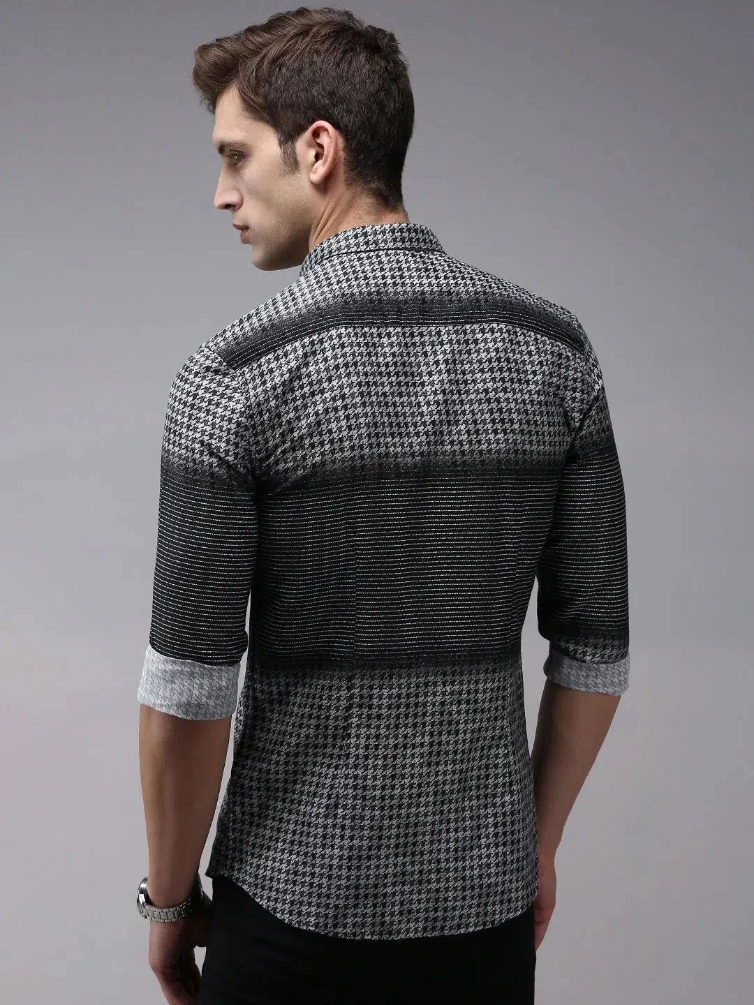 Black Printed Mens Shirt - Designer Cotton Shirt | DesiQlo