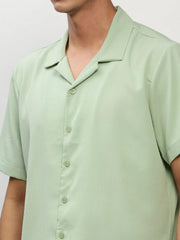 Men Green Solid Casual Casual Shirts-AGASTHYA-1596-Seagreen