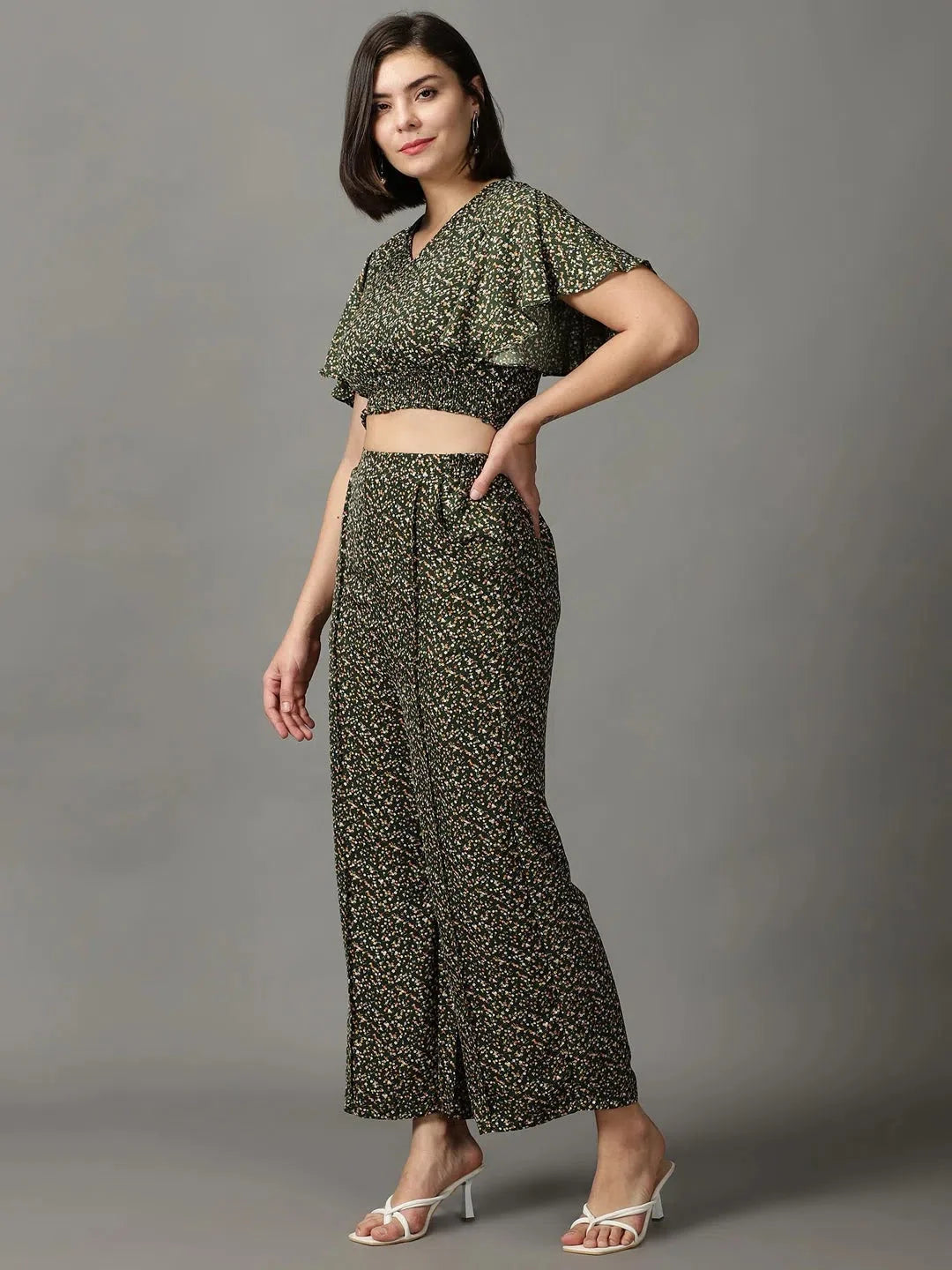 Green Printed Co Ord Sets for Women | Viscose Two Piece Sets