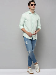 Men Green Solid Casual Shirt-SAGARPLAIN-4570-Seagreen