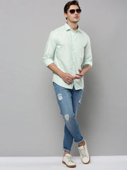 Men Green Solid Casual Shirt-SAGARPLAIN-4570-Seagreen