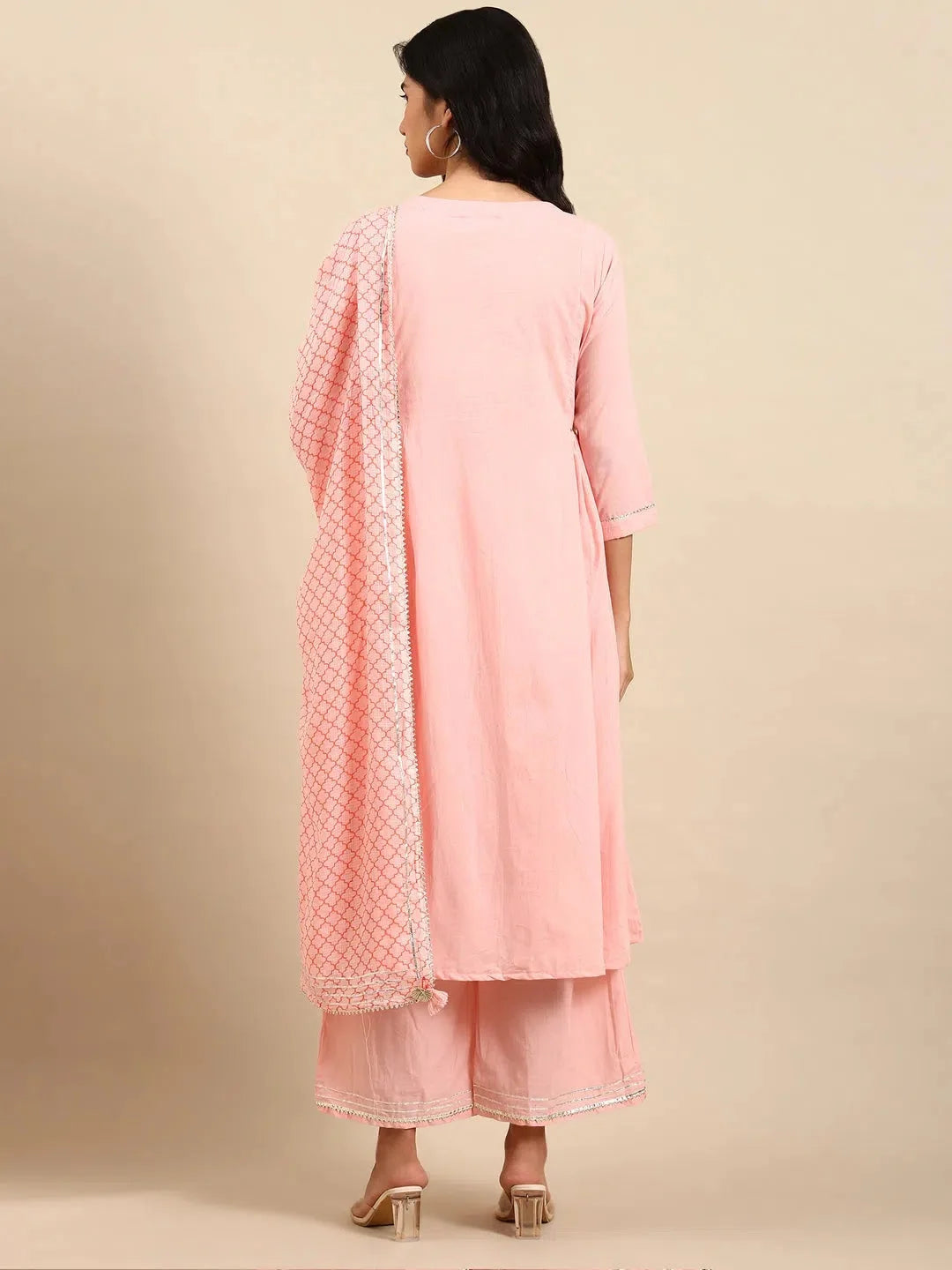 Pink Cotton Kurta Set | Solid Women's Indian Kurta Sets