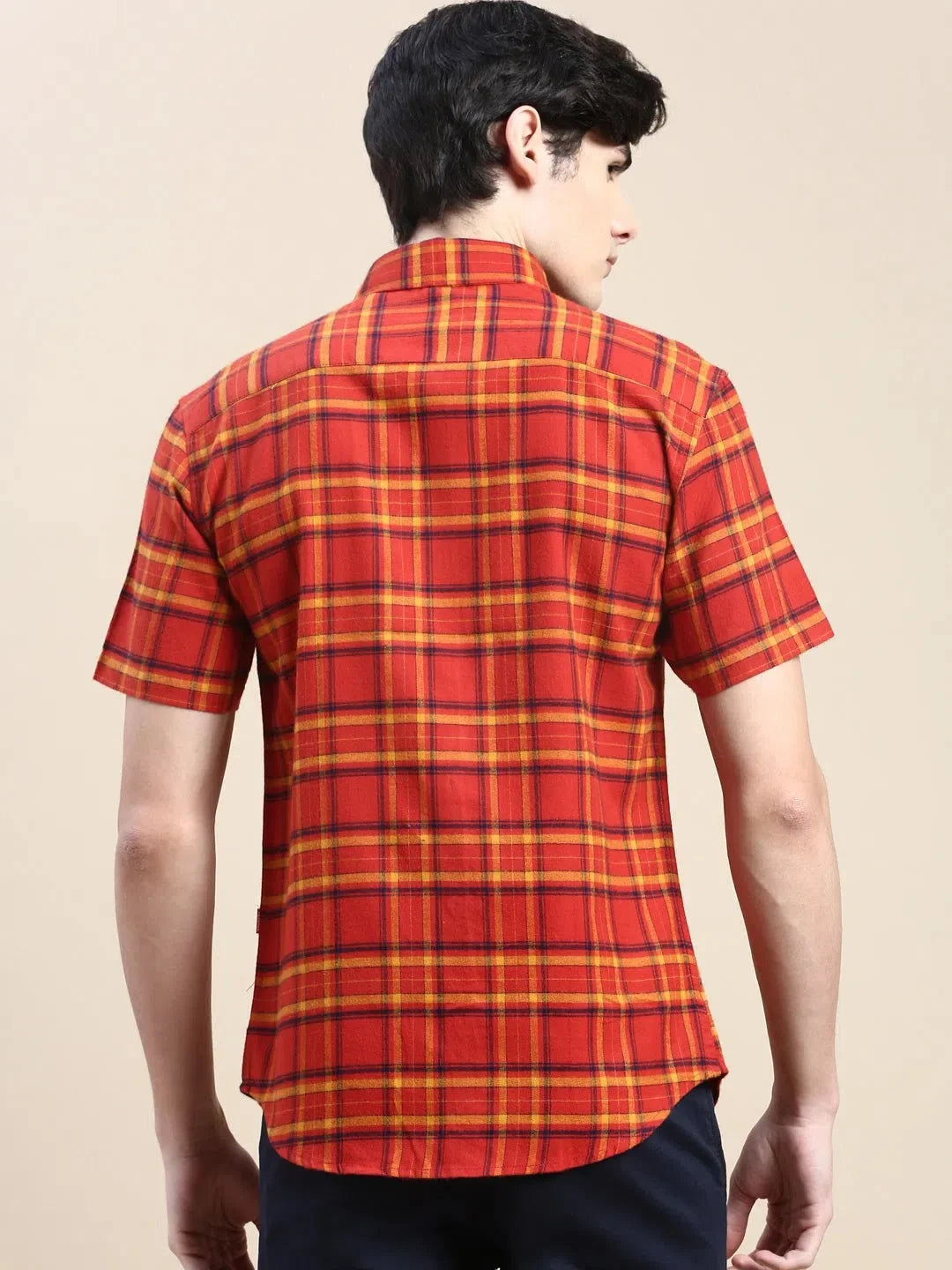 Rust Checked Cotton Shirt | Stylish Mens Shirt from DesiQlo