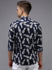 Men Blue Printed Casual Shirt-JHONOPRINT-1491-Navyblue