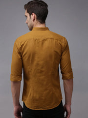 Men Brown Solid Casual Shirt-COLINLINEN-1339-Bronze