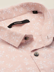 Men Peach Printed Casual Shirt-PICOPRINT-2024-Peach