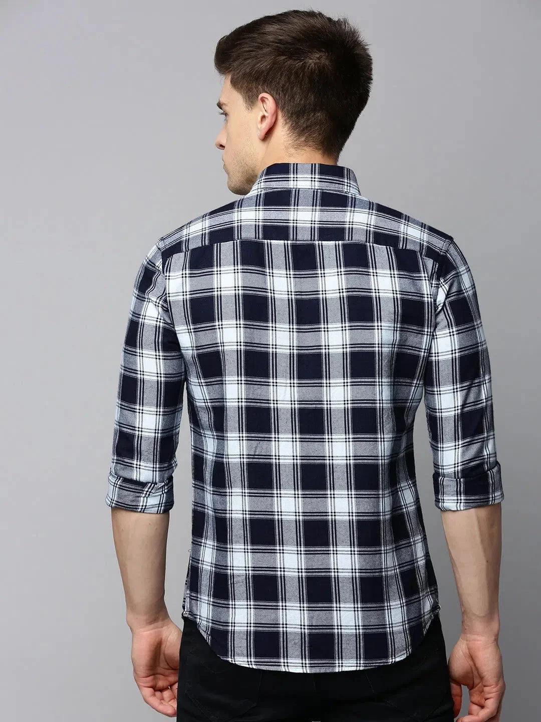 Blue Checked Mens Shirt | Casual Cotton Shirt