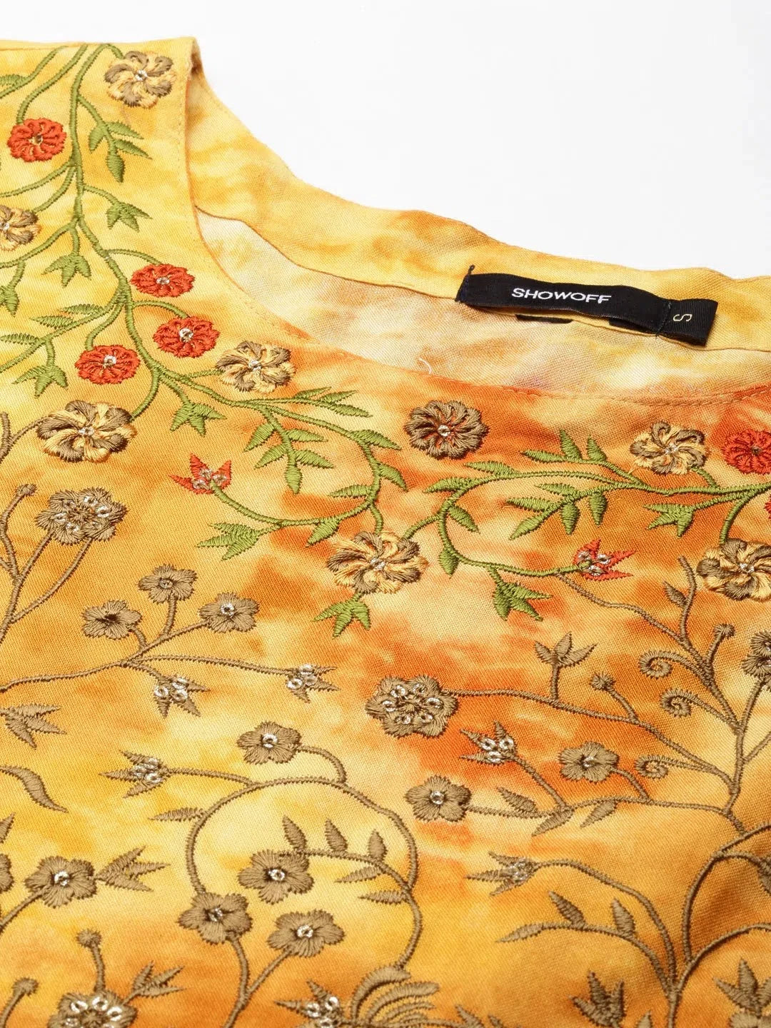 Mustard Tie Dye Anarkali Kurti - Indian Kurta Ladies for Women