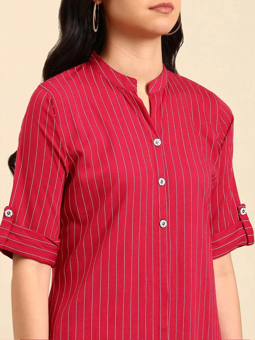 Magenta Striped Kurta Set | Women's Designer Kurta Sets