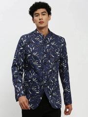 Men Navy Printed Blazer-SOBLZ-85-05-Navyblue