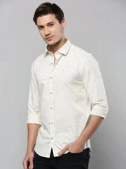 Men Cream Printed Casual Shirt-TVSPRINT-4848-Cream
