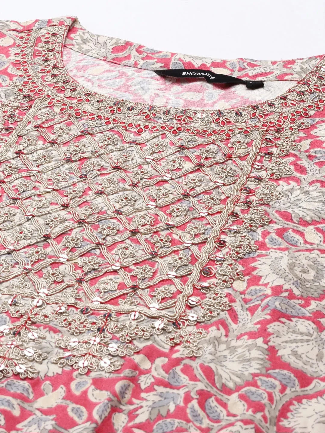 Stylish Pink Printed Cotton Kurta Set | Women's Indian Kurta Sets