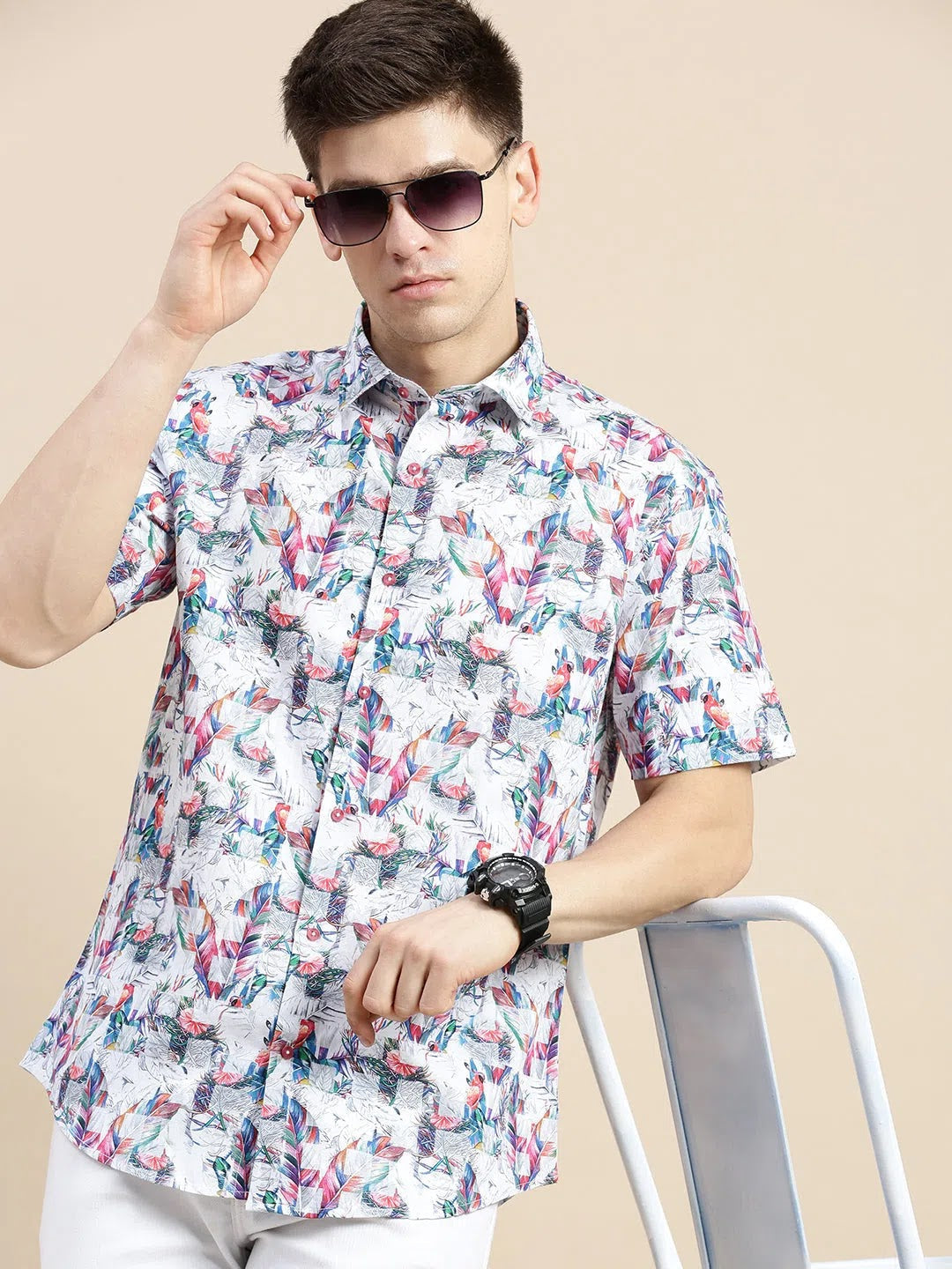 Men Multi Graphics Casual Shirt-GALAXY-1665-Multi