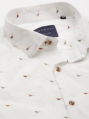 Men White Printed Casual Shirt-BENTONPRINT-4020-White
