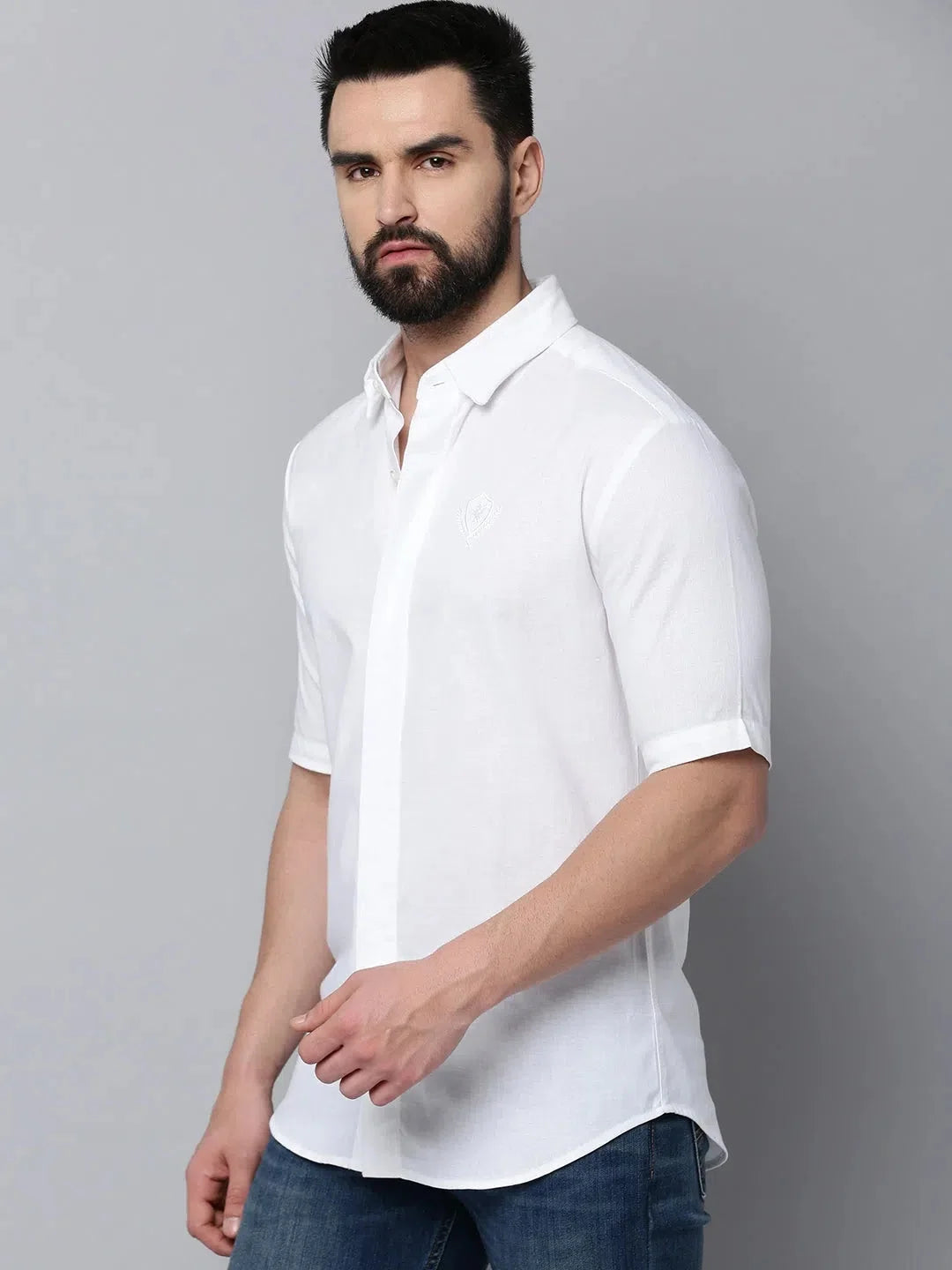 White Solid Mens Shirt - Casual Cotton Shirt | DesiQlo