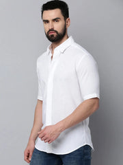 Men White Solid Casual Shirt-ELECTRAPLAIN-4518-White