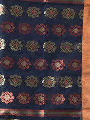 Blue Cotton Saree With Nakshi Zari Borders-MA66BCT431050027