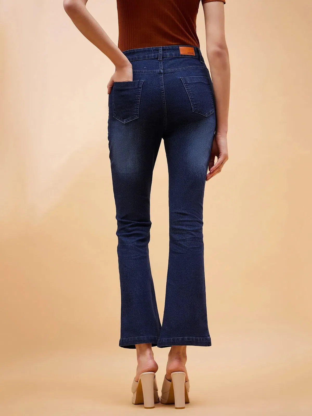 Navy Blue Boot Cut Jeans | Women's Lehenga for Women