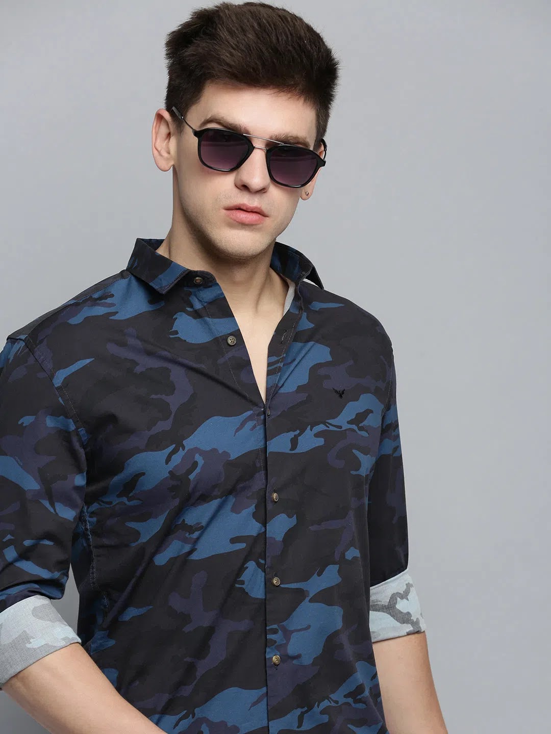 Men Black Printed Casual Shirt-RDPRINT-3008-Black