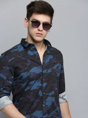 Men Black Printed Casual Shirt-RDPRINT-3008-Black