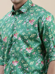 Men Green Floral Casual Shirt-STANLEY-1441-Green
