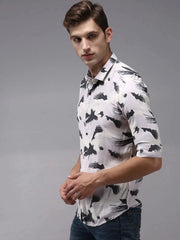 Men Purple Printed Casual Shirt-OMANPRINT-1582-Lavender