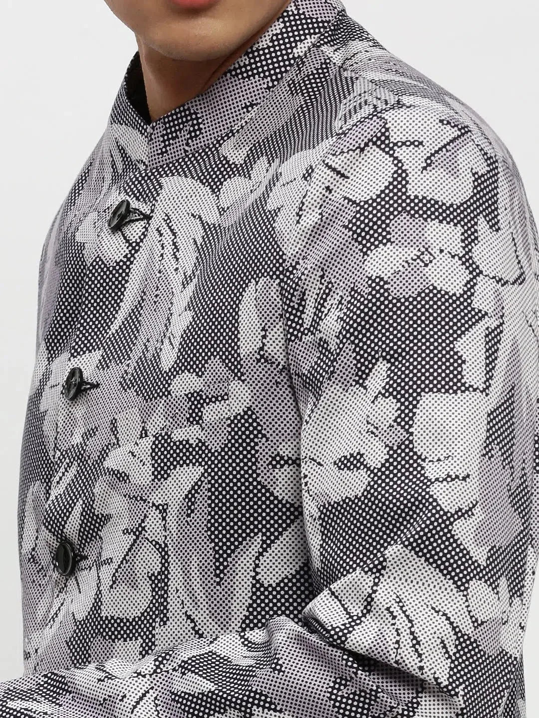 Grey Printed Men's Ethnic Wear Blazer | DesiQlo