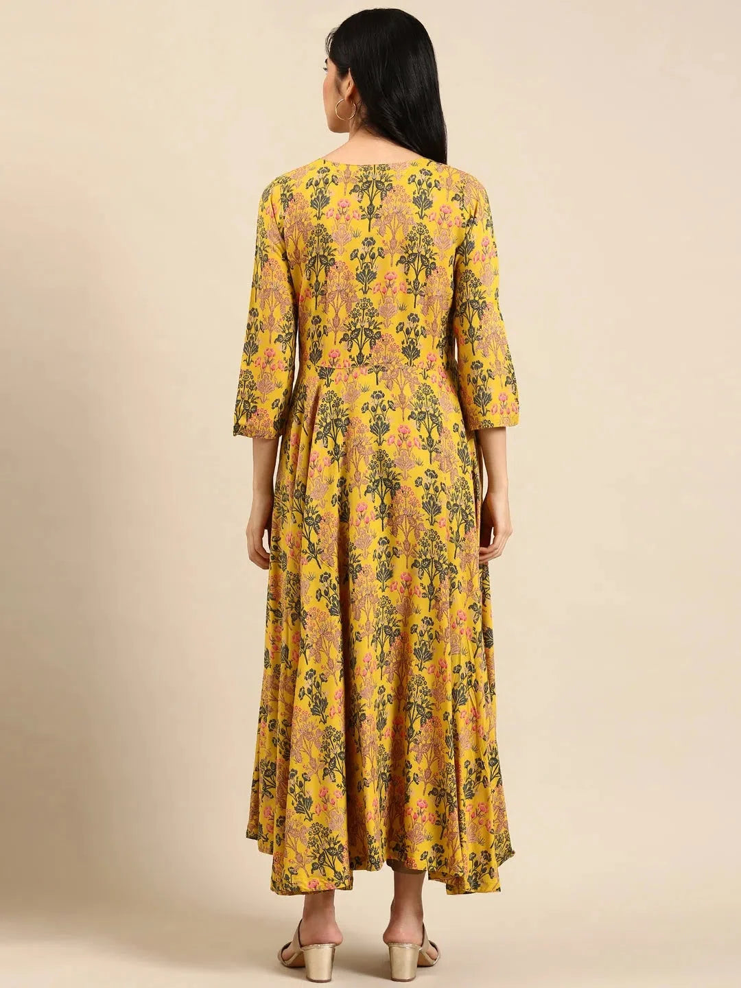 Yellow Embellished Anarkali Kurta | Women's Anarkali Gown
