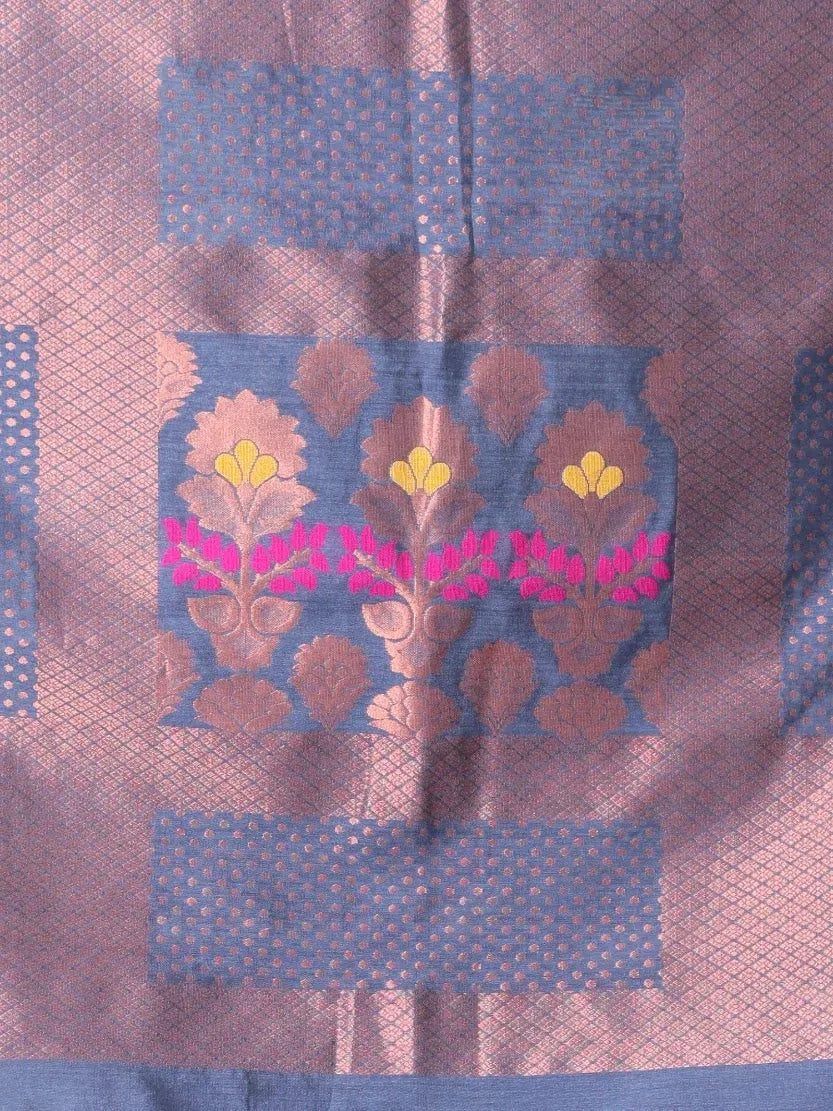 Grey Cotton Saree with Zari - Designer Sarees India