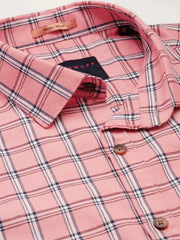 Men Pink Checked Casual Shirt-ALMACHECKS-81-Pink