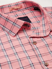 Men Pink Checked Casual Shirt-ALMACHECKS-81-Pink