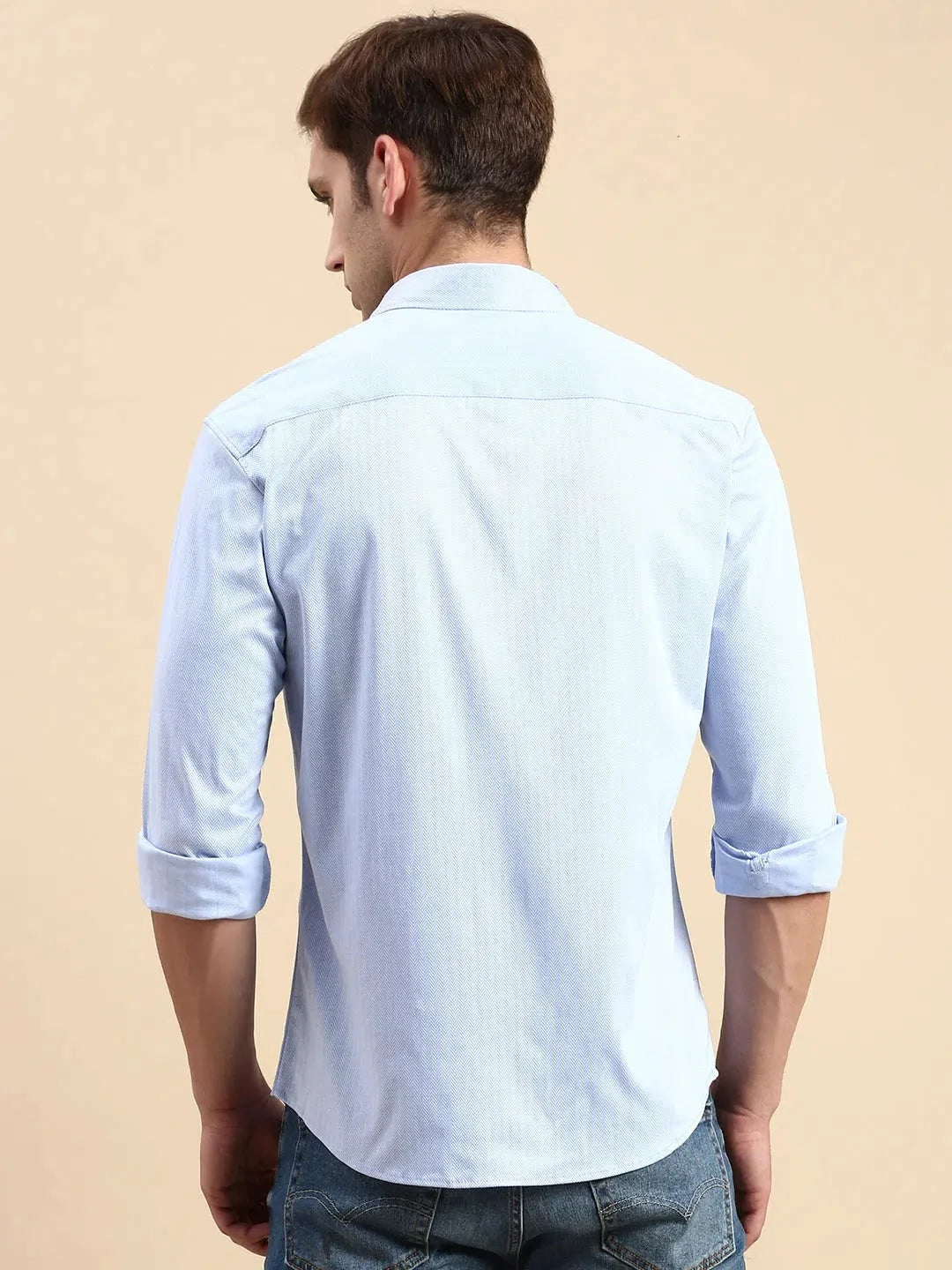 Men's Blue Solid Cotton Shirt | Casual Style - DesiQlo