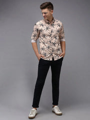 Men Pink Printed Casual Shirt-PARKERPRINT-1550-Peach