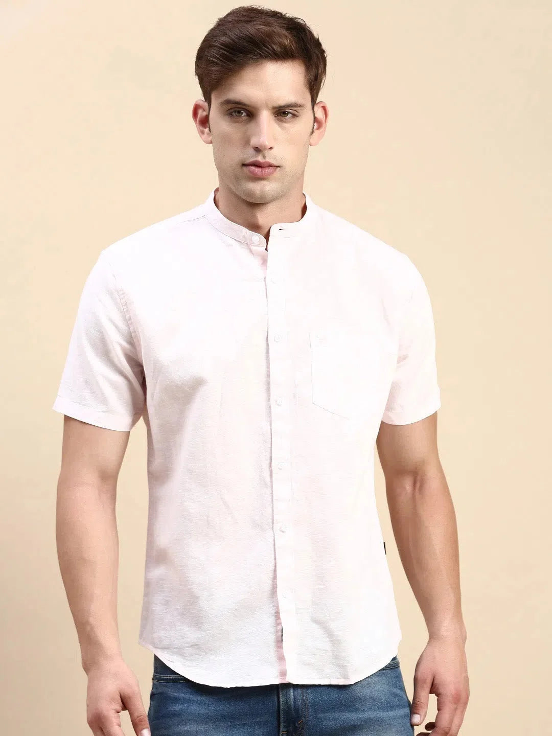 Men's Pink Solid Cotton Casual Shirt - DesiQlo Style
