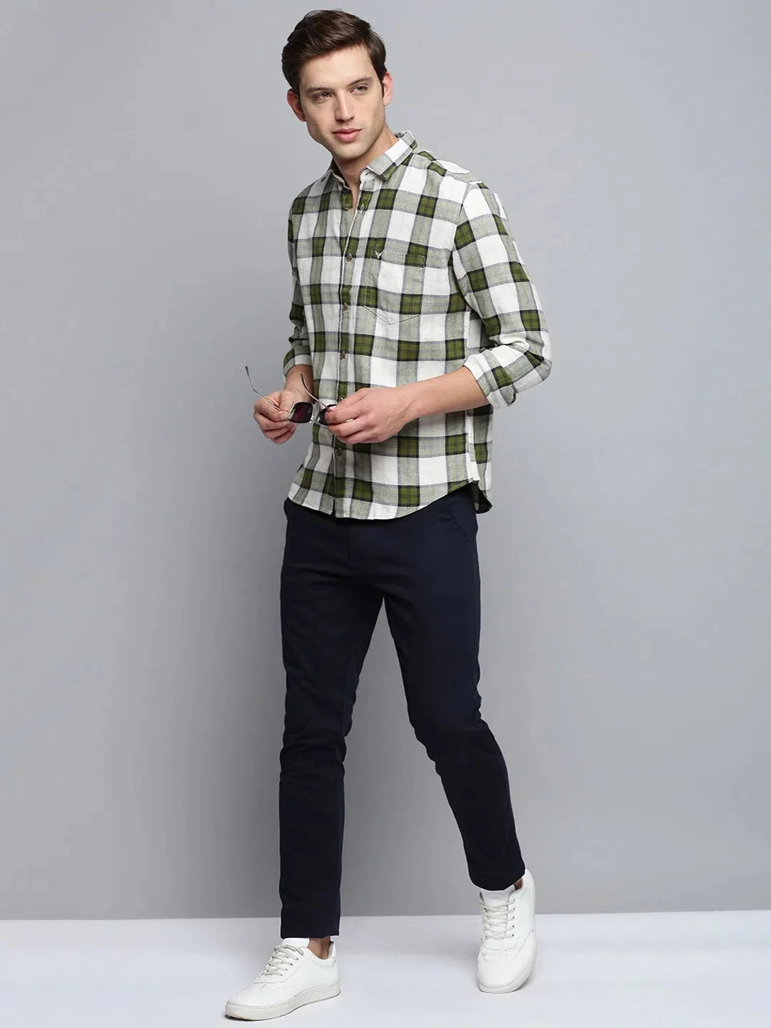Beige Checked Cotton Mens Shirt - DesiQlo Casual Wear