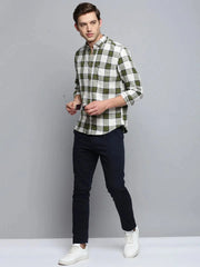 Men Beige Checked Casual Shirt-MARFACHECKS-4435-Beige