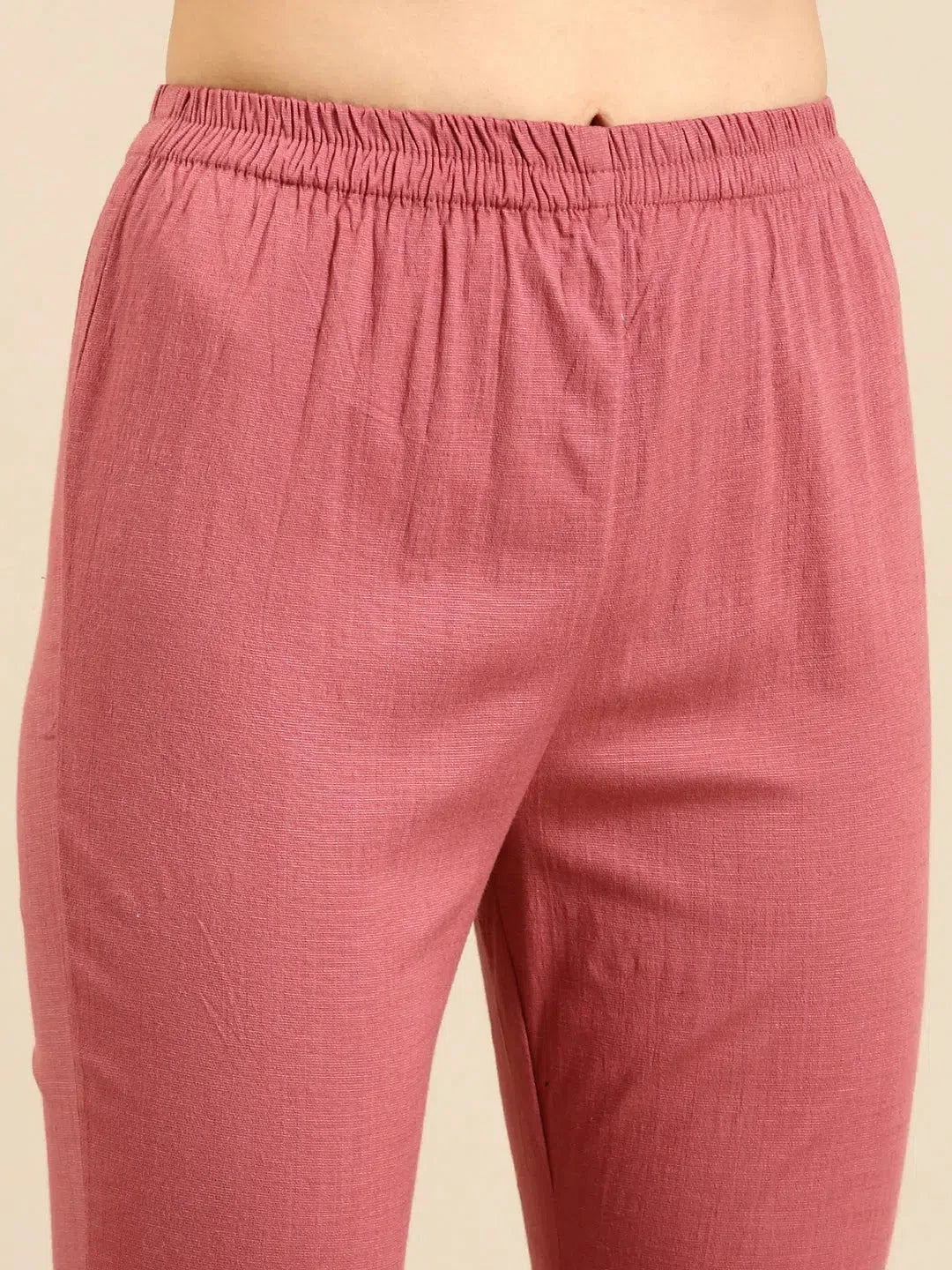 Pink Solid Cotton Kurta Set | Women's Indian Kurta Sets