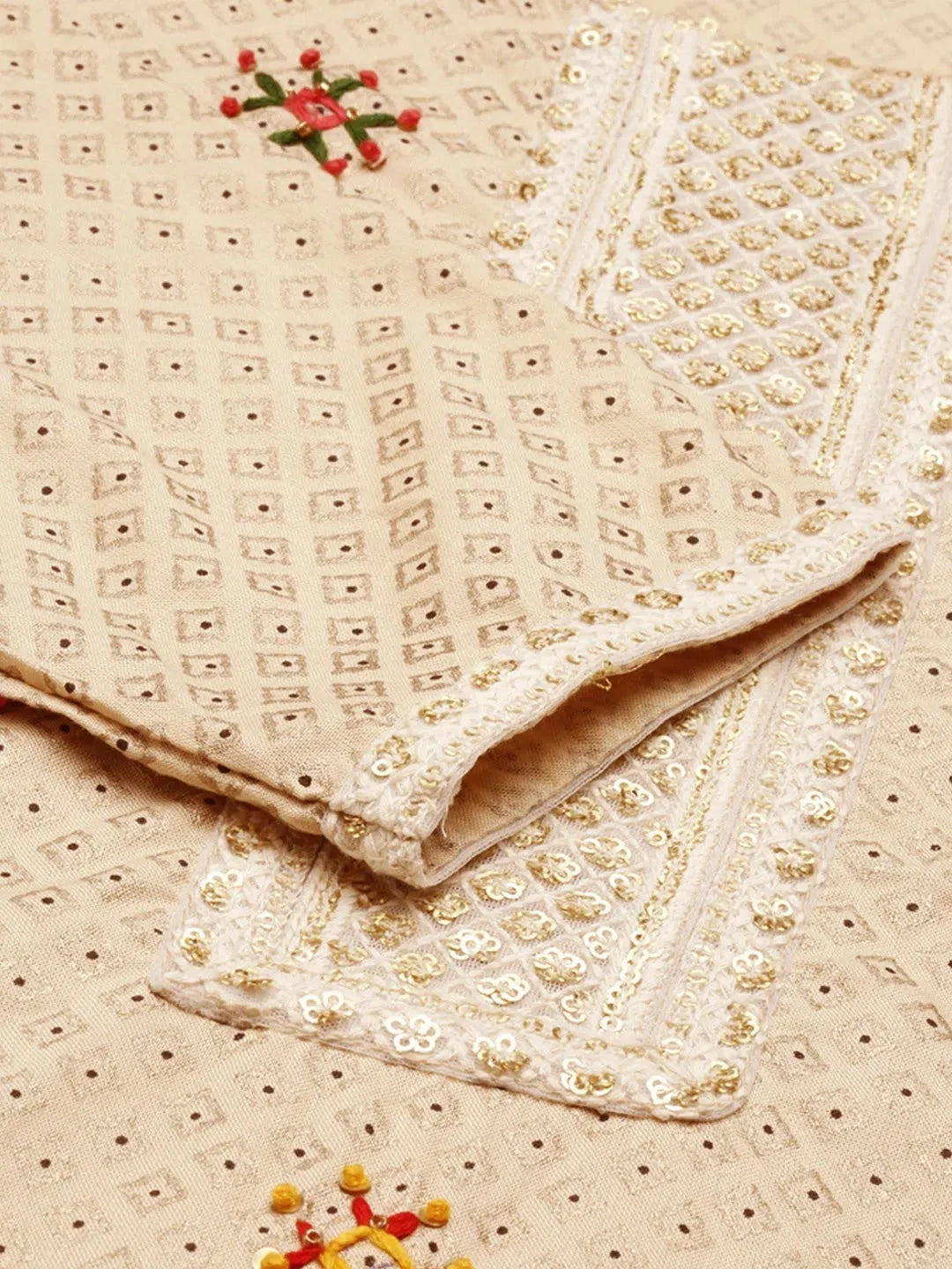 Beige Women's Cotton Kurta Sets | Indian Kurta Sets