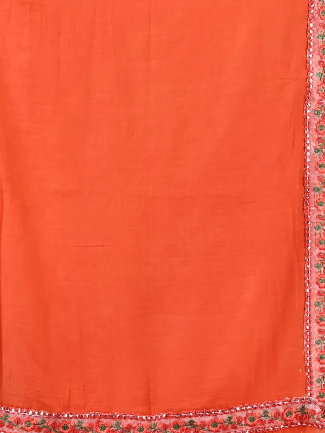 Orange Cotton Saree: Embroidered Borders | Designer Sarees India
