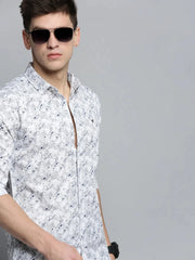 Men White Printed Casual Shirt-COLMPRINT-3092-White