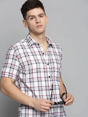 Men White Checked Casual Shirt-MAYACHECKS-4402-White