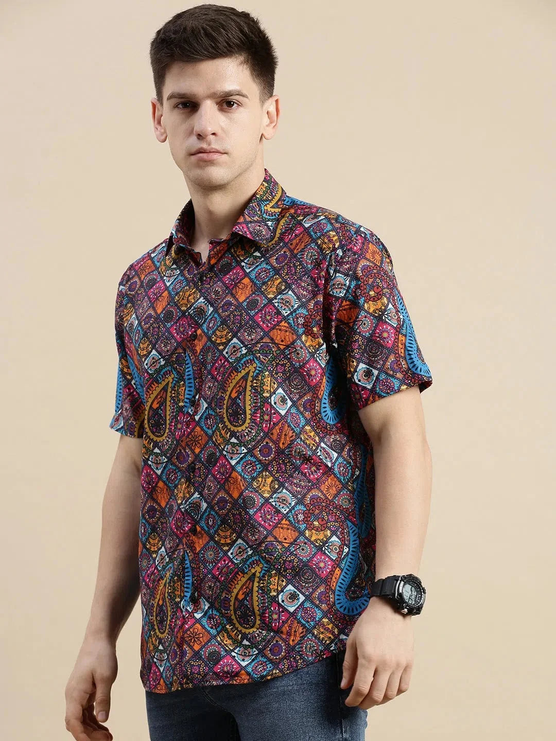 Multi Printed Mens Shirt - Ethnic Motifs Shirt | DesiQlo