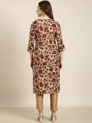 Women Straight Maroon Floral Kurta-HO-1450-Maroon