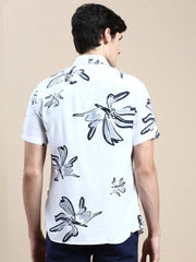 Men White Floral Casual Shirt-GEORGE-1617-White