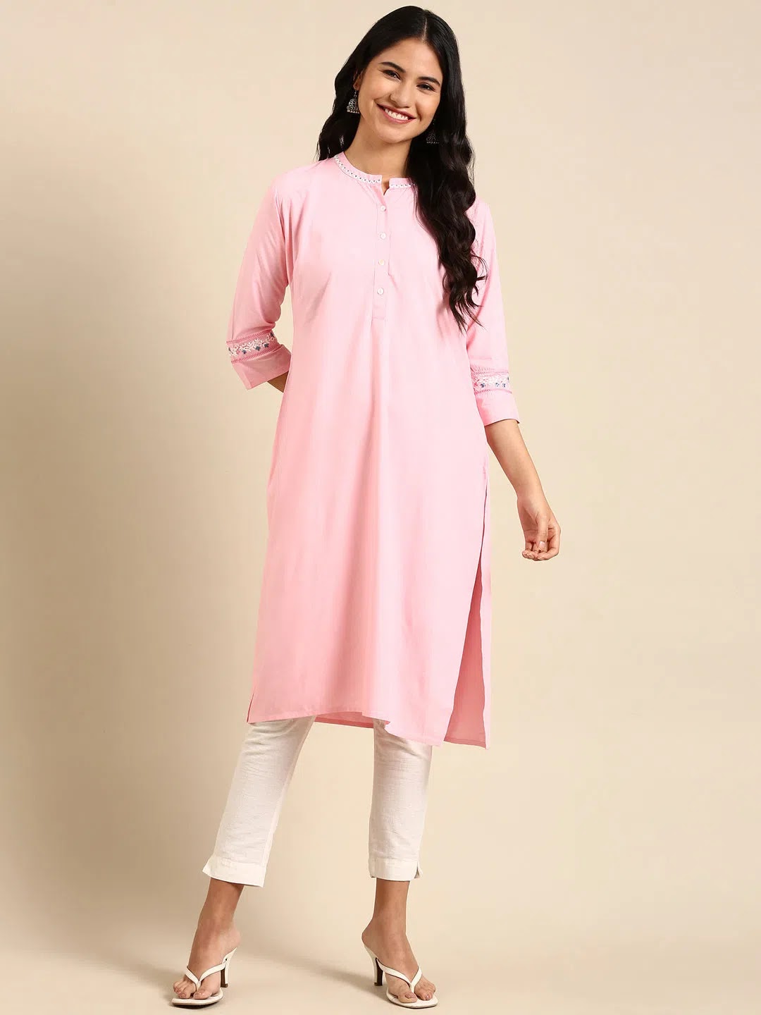 Pink Printed Cotton Kurta | Comfortable Indian Kurtas Online
