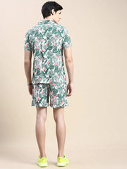 Men Green Printed Casual Co ord Set-AM-95-8-Green