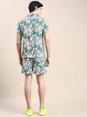 Men Green Printed Casual Co ord Set-AM-95-8-Green