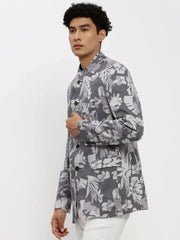 Men Grey Printed Blazer-SOBLZ-85-09-Greylavender