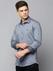 Men Grey Solid Casual Shirt-LUCASKNITS-4608-Grey